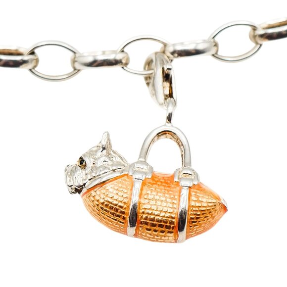 Thomas Sabo Charm Club Sterling Silver Westie Dog In Orange Bag Pendant - Picture 4 of 7